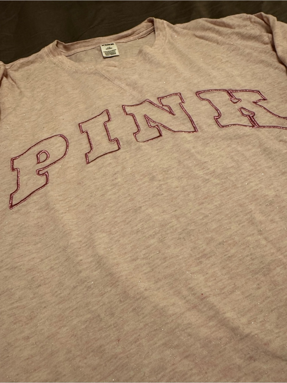 PINK Heathered Blush Long Sleeve Crew - Picture 3 of 6